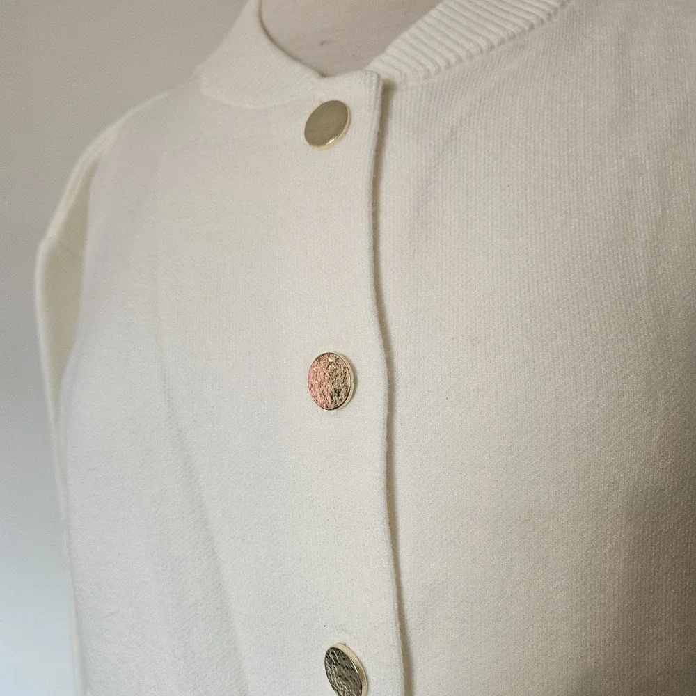 Marc New York Ladies Ivory Classic Cardigan Sweater With Gold Buttons - NWT - Picture 3 of 13